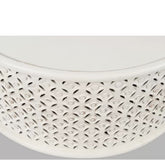 Bristol Hand Carved Indian Solid Wood Round Coffee Table (White)